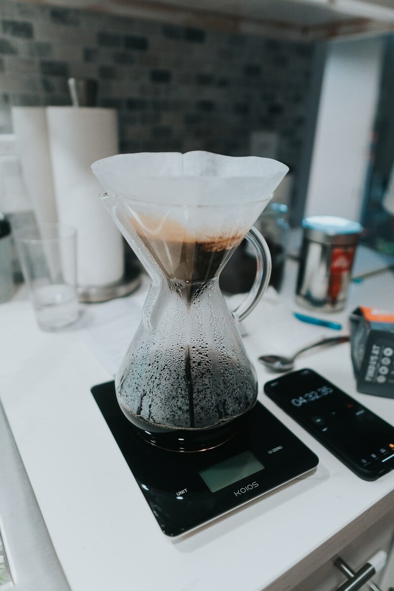 Coffee brewing setup - lose weight fast diet concept
